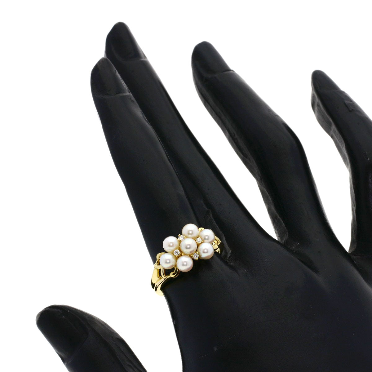 MIKIMOTO Baby Pearl Pearl Diamond Ring K18 Yellow Gold Ladies [Used]