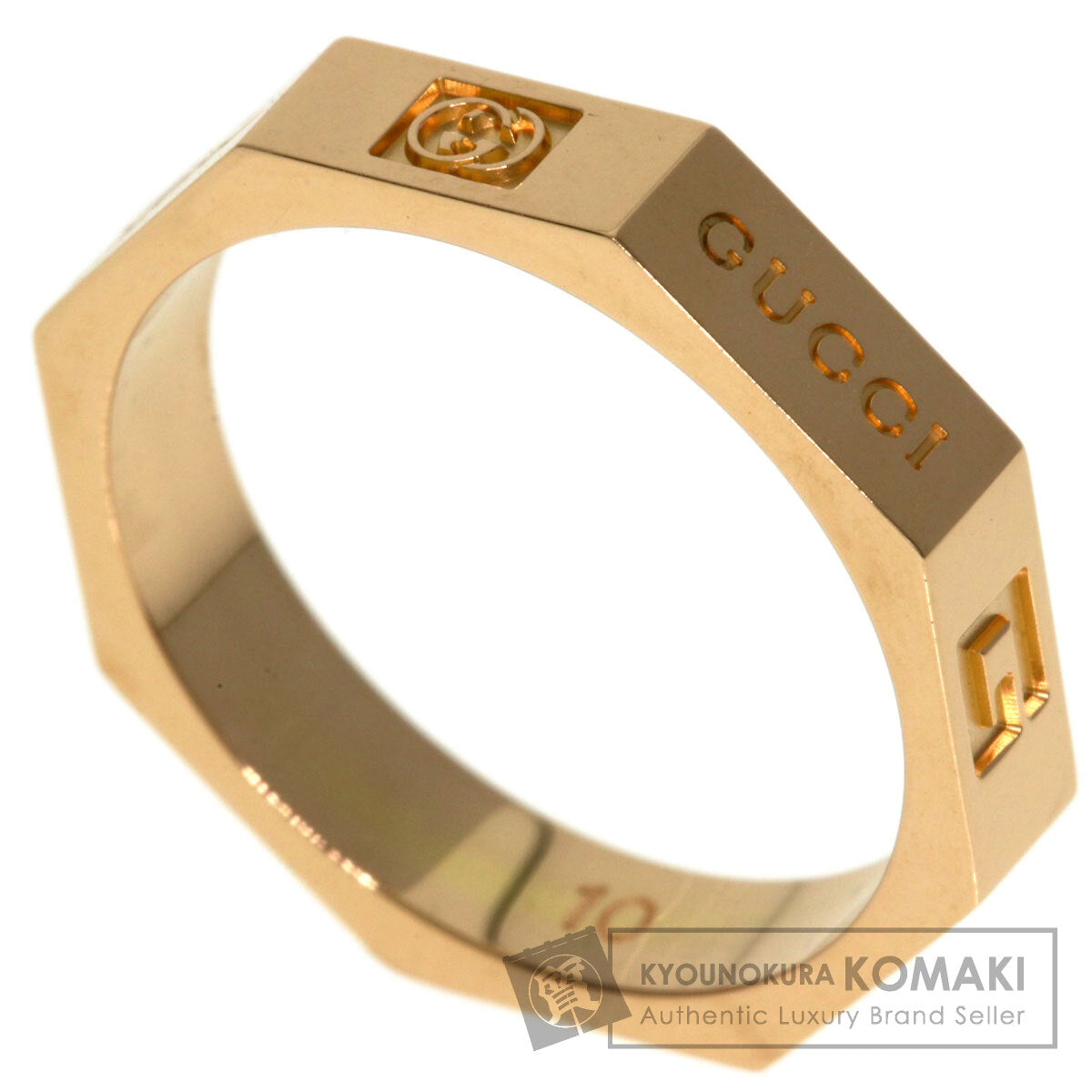 GUCCI Octagon #10 Ring K18 Pink Gold Ladies [Used]