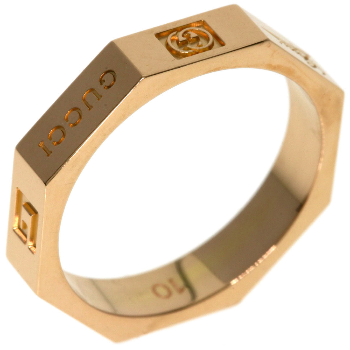 GUCCI Octagon #10 Ring K18 Pink Gold Ladies [Used]