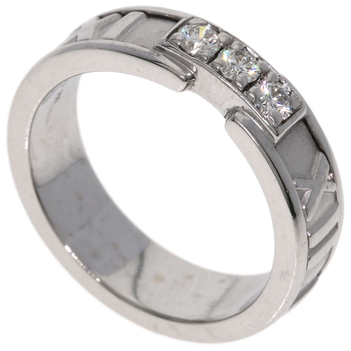 TIFFANY&Co. Atlas 3P Diamond Ring K18 White Gold Ladies [Used]