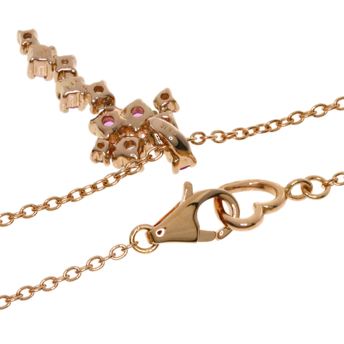 Ponte Vecchio Diamond Necklace K18 Pink Gold Ladies [Used]