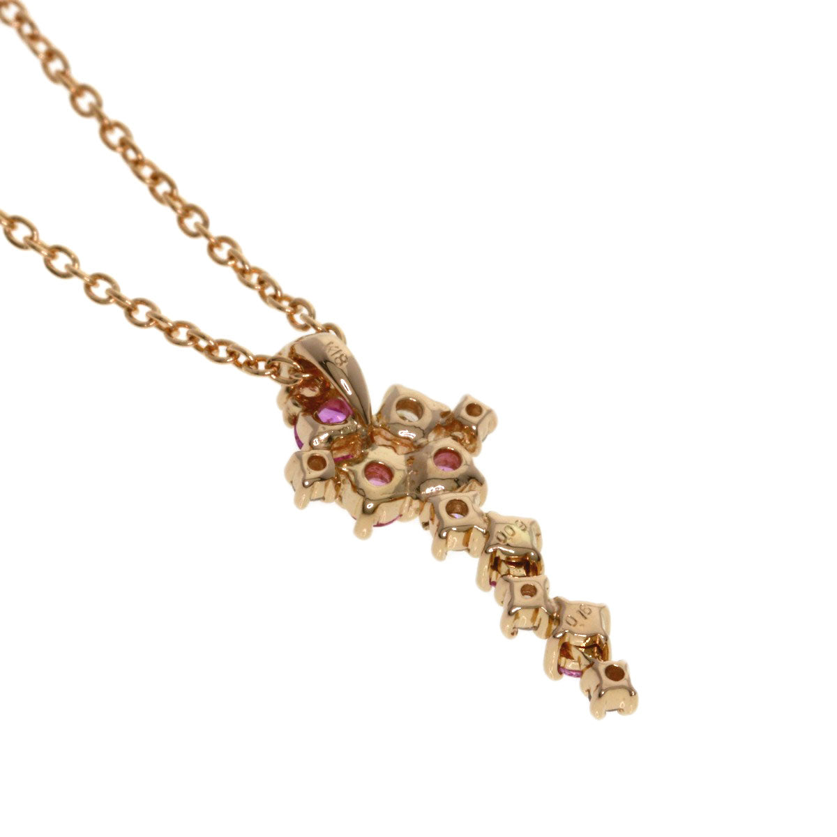 Ponte Vecchio Diamond Necklace K18 Pink Gold Ladies [Used]