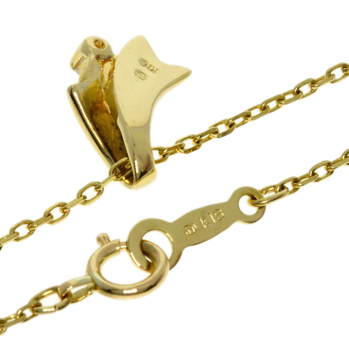 MIKIMOTO Diamond College Jewelry Necklace K18 Yellow Gold Ladies [Used]