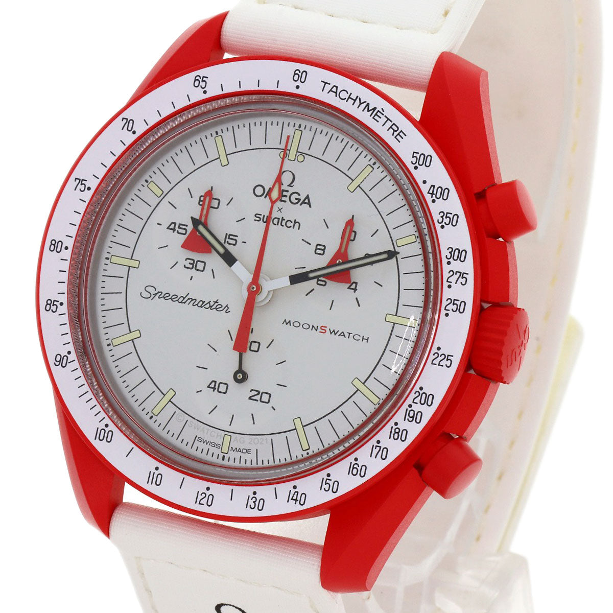 Swatch Speedmaster Omega Collaboration MISSION TO MARS Watches SO33R100 Ceramic/Nylon Boys