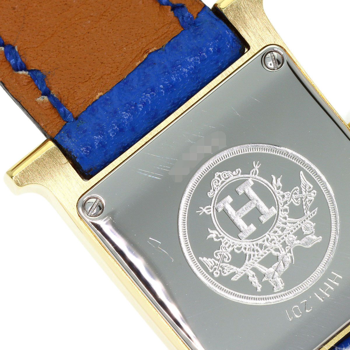 HERMES H watch Watches HH1.201 Gold Plated/Leather Ladies