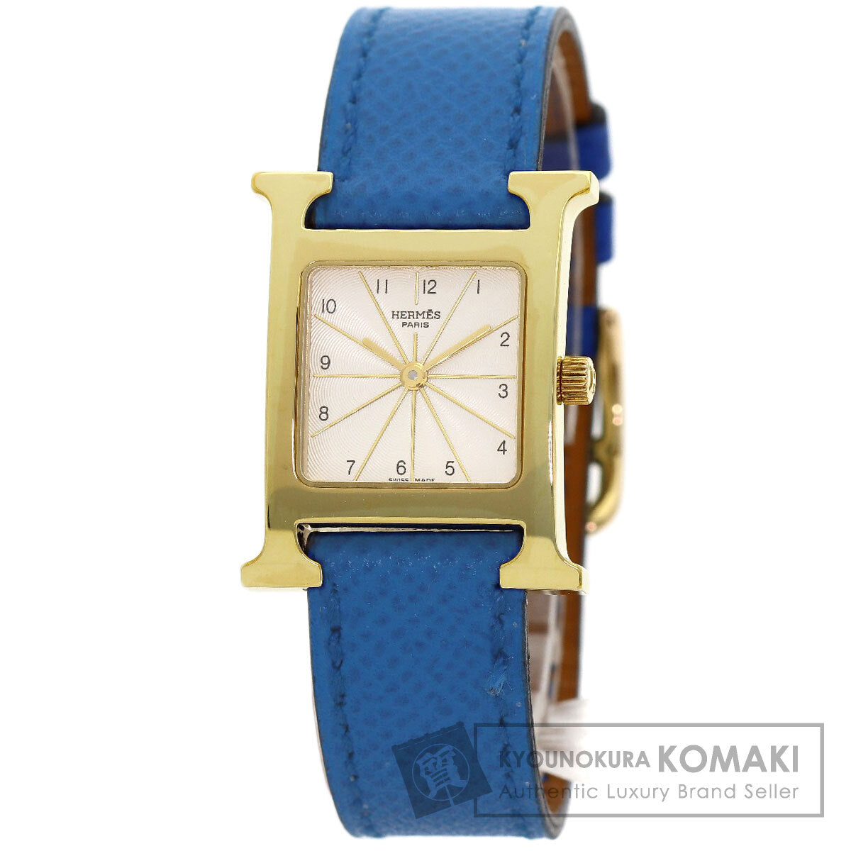 HERMES H watch Watches HH1.201 Gold Plated/Leather Ladies