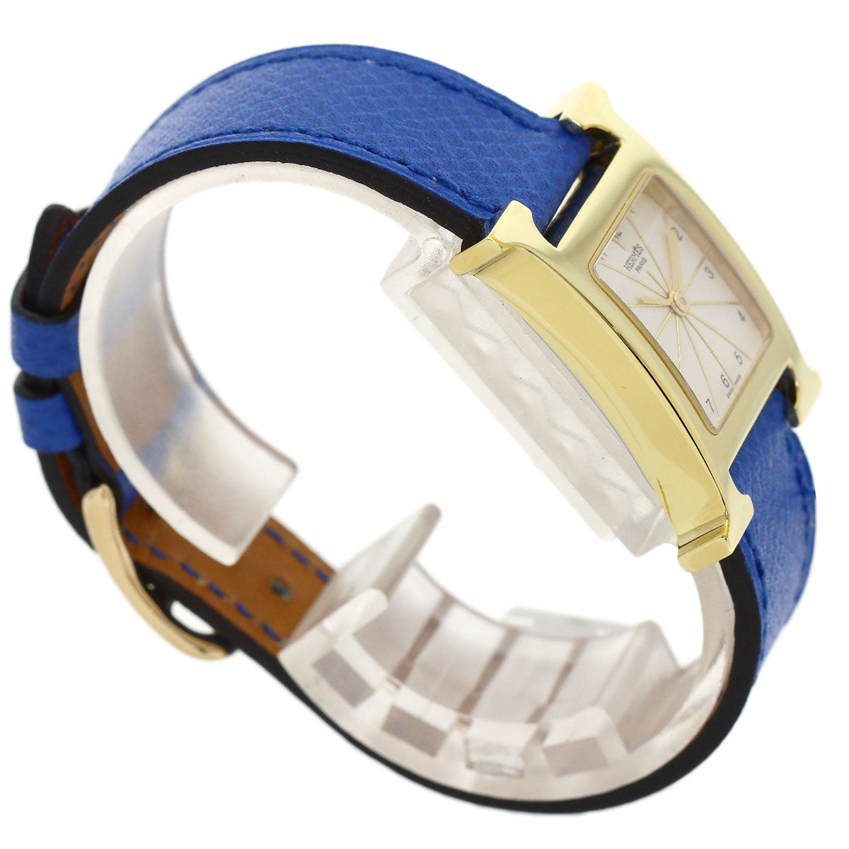 HERMES H watch Watches HH1.201 Gold Plated/Leather Ladies