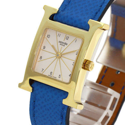 HERMES H watch Watches HH1.201 Gold Plated/Leather Ladies