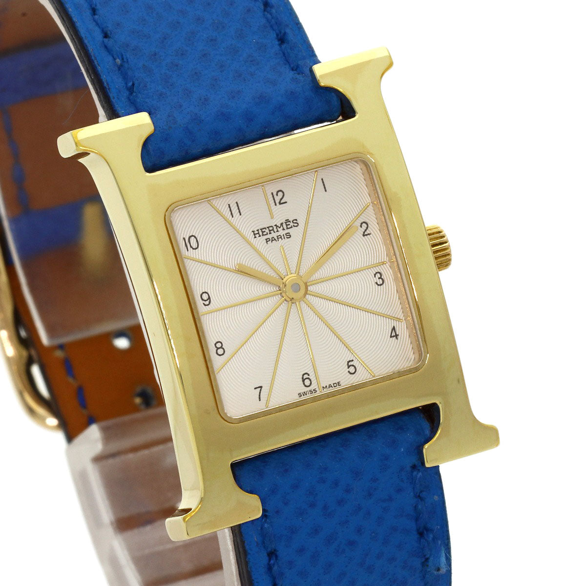 HERMES H watch Watches HH1.201 Gold Plated/Leather Ladies