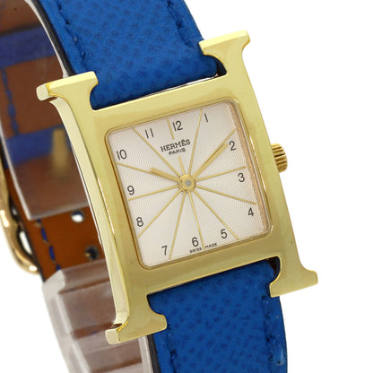 HERMES H watch Watches HH1.201 Gold Plated/Leather Ladies