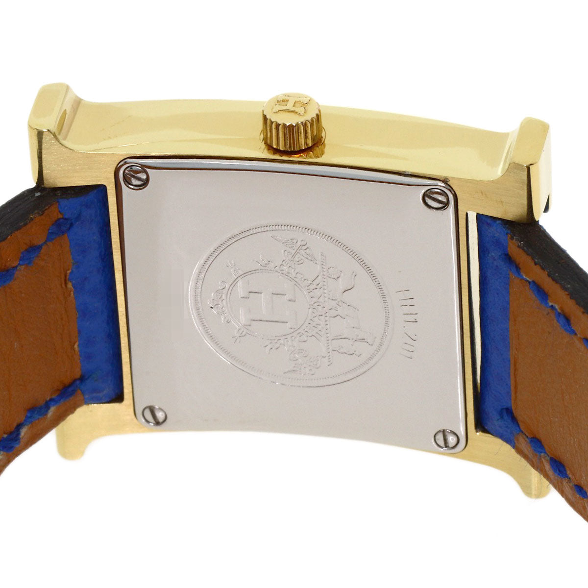 HERMES H watch Watches HH1.201 Gold Plated/Leather Ladies