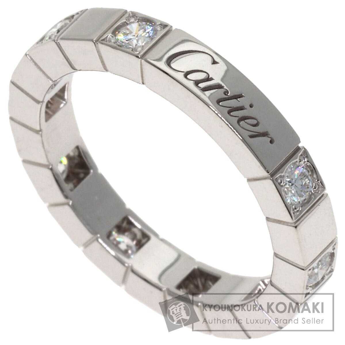 CARTIER Lanier Half Diamond # 49 Ring K18 White Gold Ladies [Used]