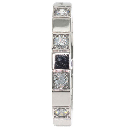 CARTIER Lanier Half Diamond # 49 Ring K18 White Gold Ladies [Used]