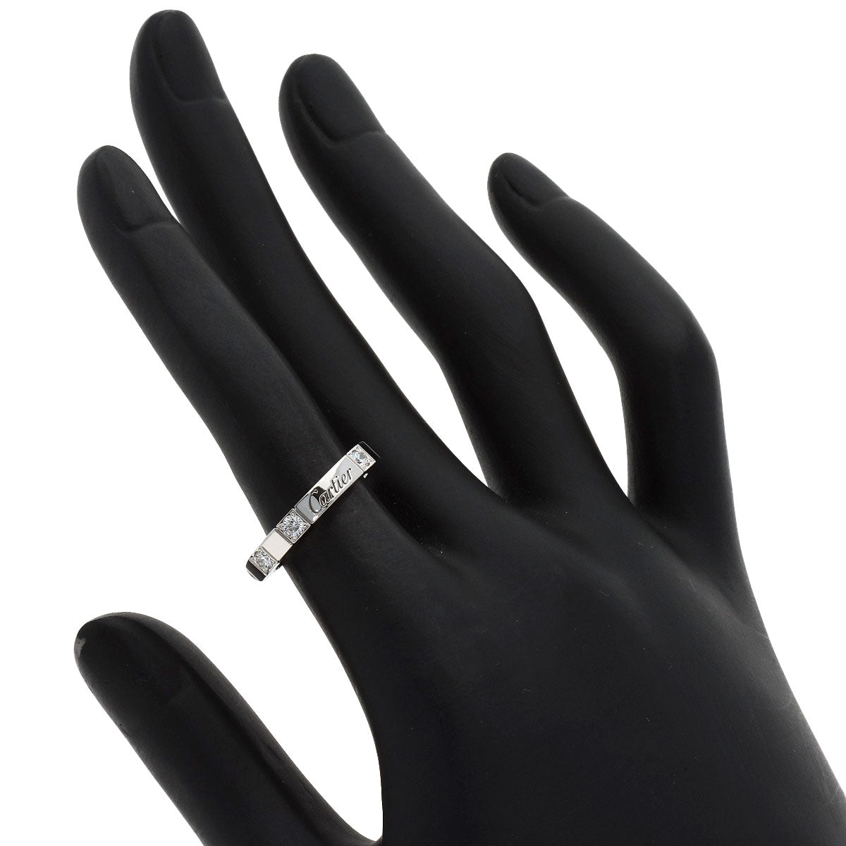 CARTIER Lanier Half Diamond # 49 Ring K18 White Gold Ladies [Used]