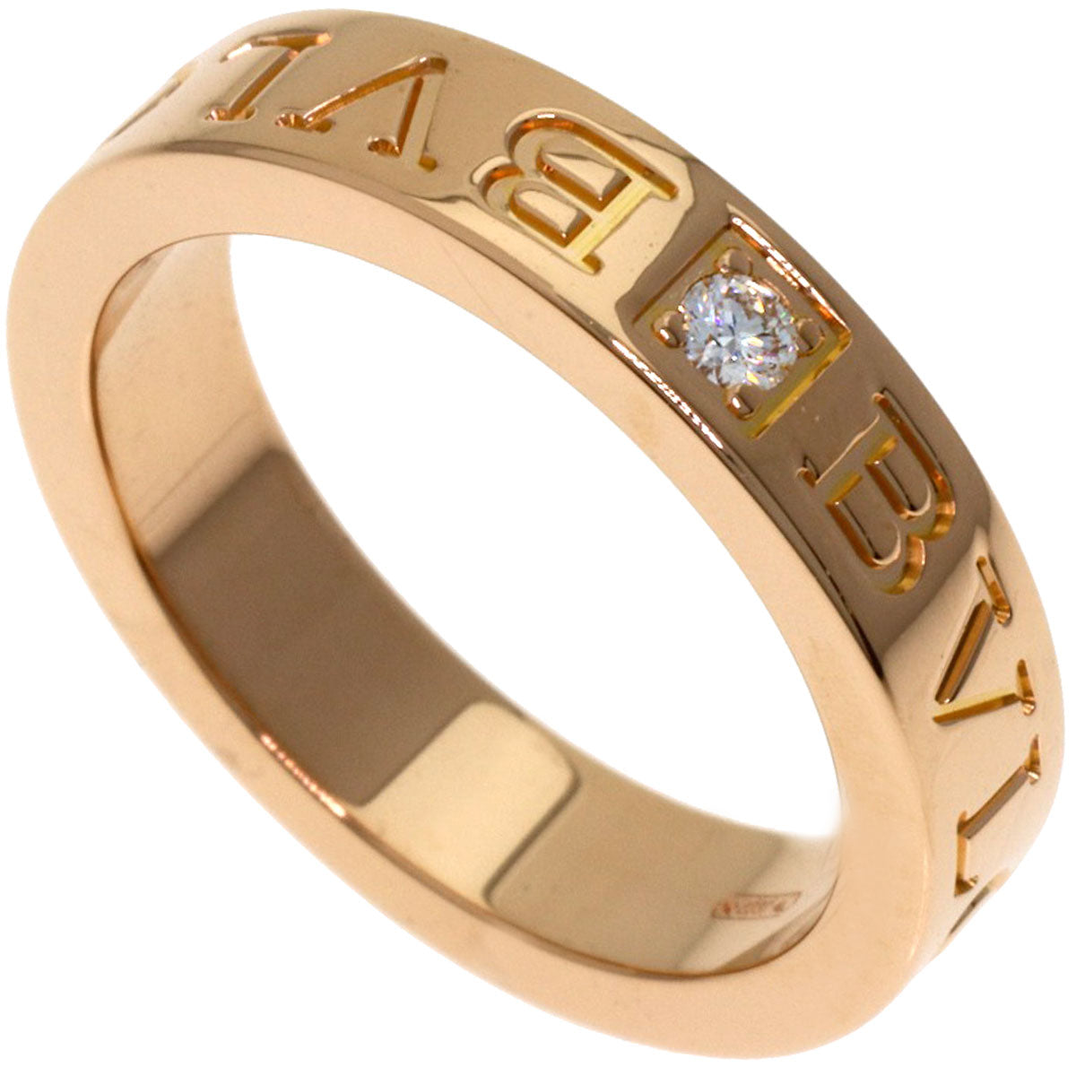 BVLGARI Essential Band 1P Diamond Ring K18 Pink Gold Ladies [Used]