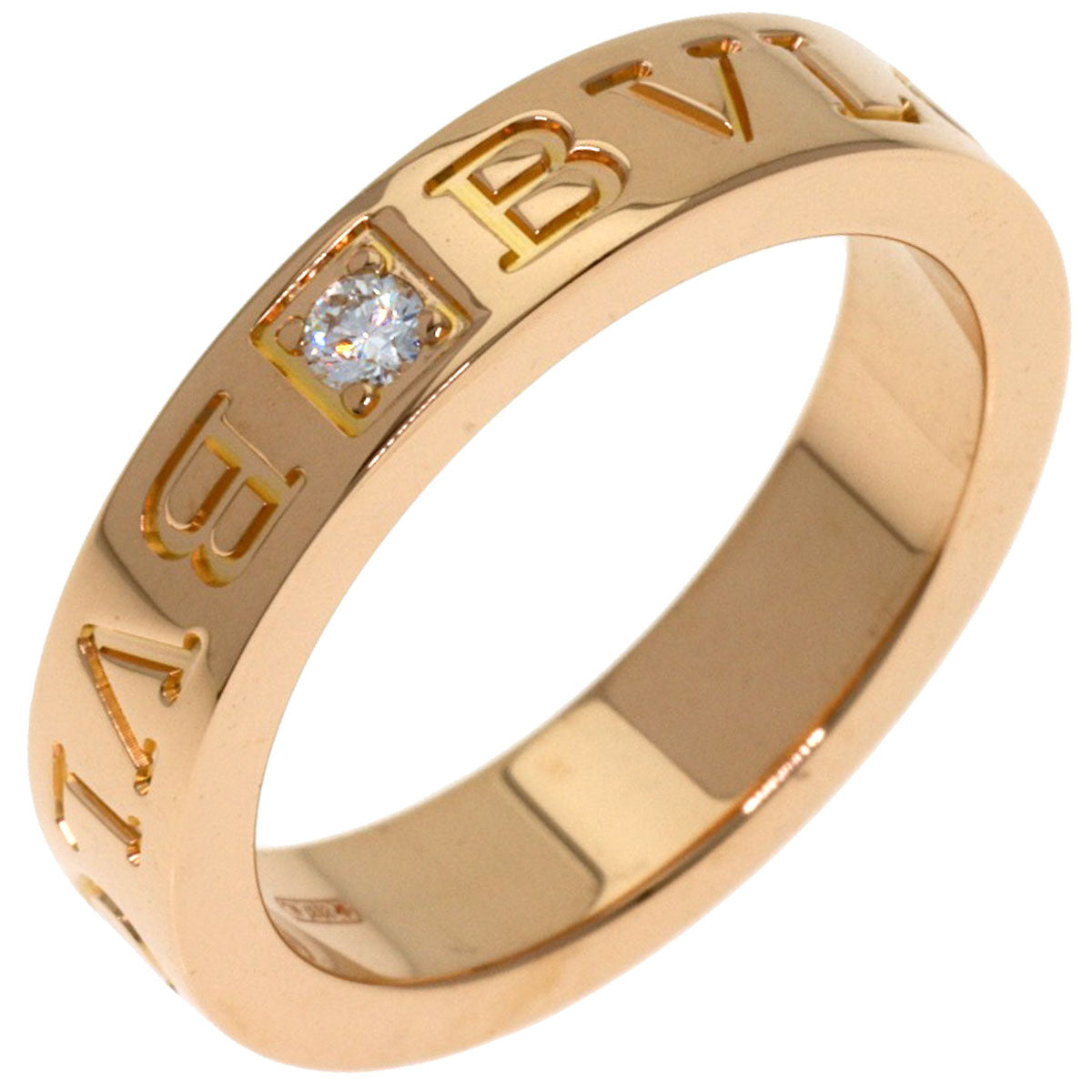 BVLGARI Essential Band 1P Diamond Ring K18 Pink Gold Ladies [Used]