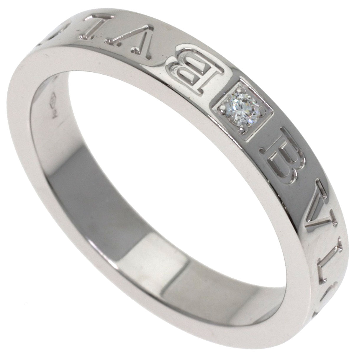 BVLGARI Essential Band 1P Diamond Ring K18 White Gold Ladies [Used]