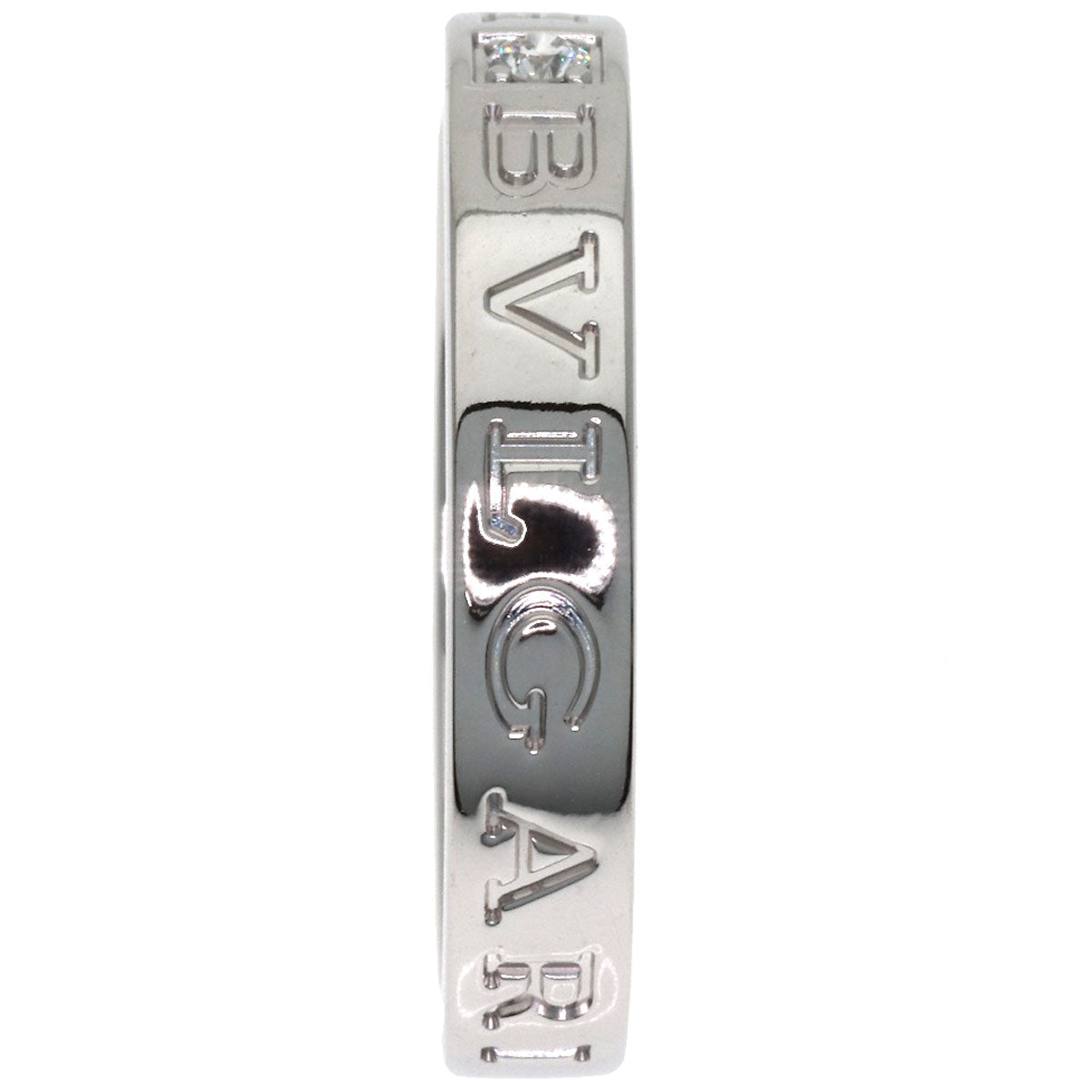 BVLGARI Essential Band 1P Diamond Ring K18 White Gold Ladies [Used]