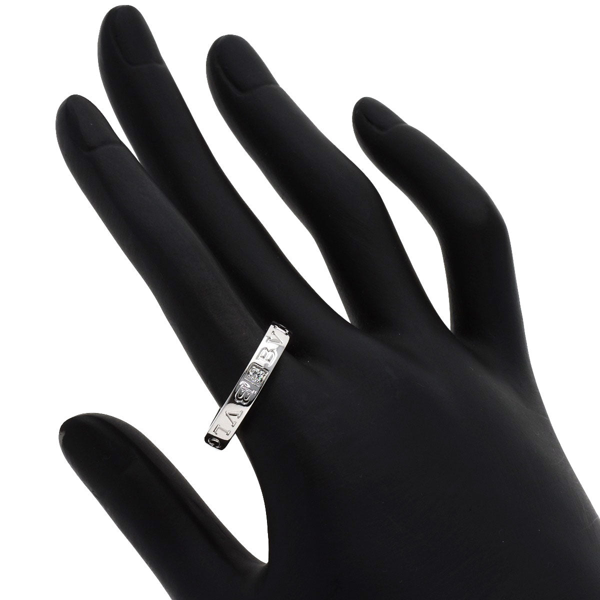 BVLGARI Essential Band 1P Diamond Ring K18 White Gold Ladies [Used]
