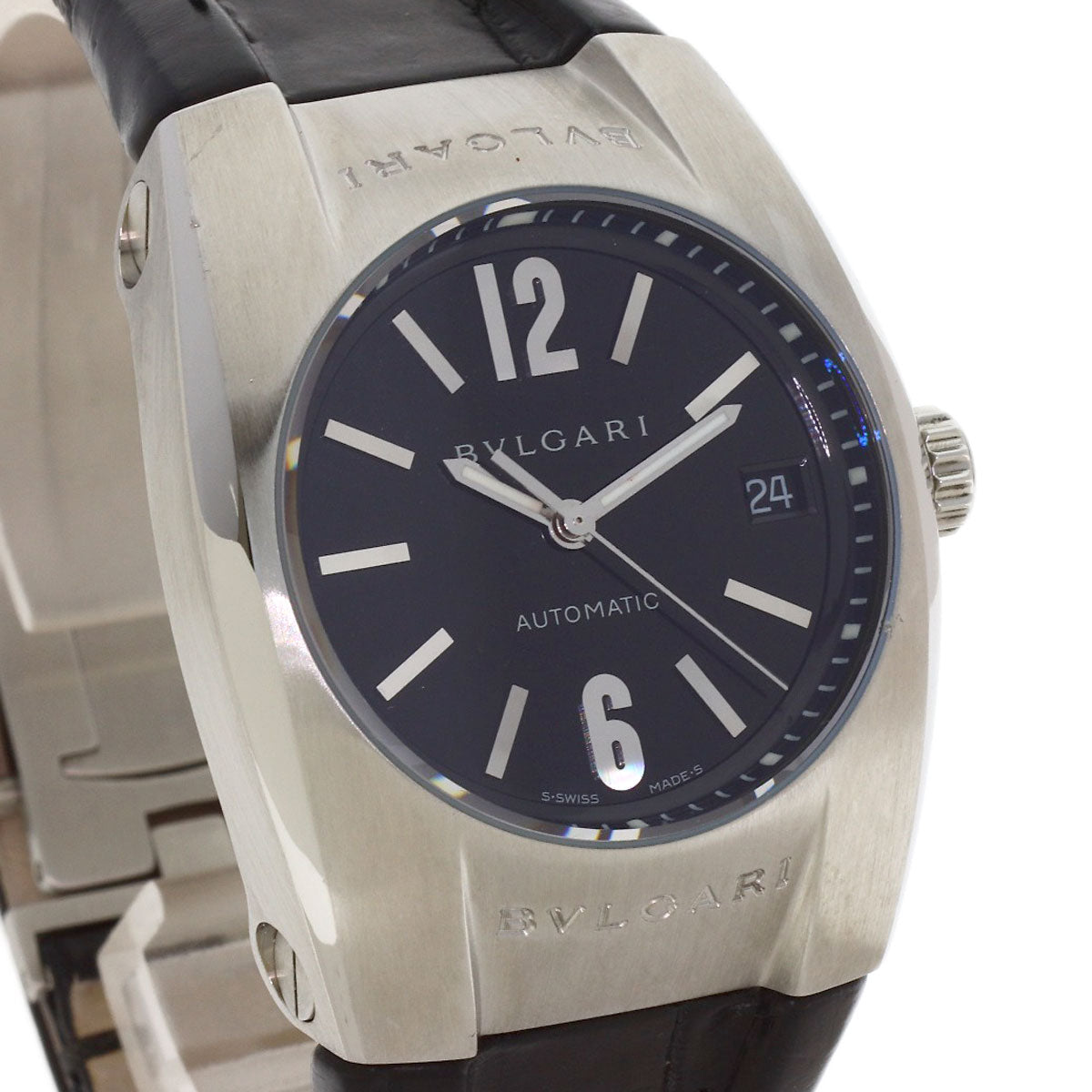 BVLGARI Elgon Watches EG35S Stainless Steel/Leather mens
