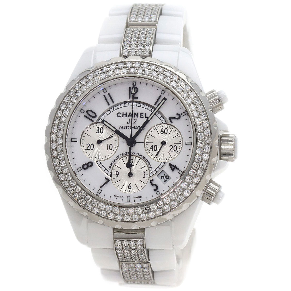 CHANEL J12 Chronograph with Diamond Bezel Watches H1707 Ceramic/CeramicxDiamond mens