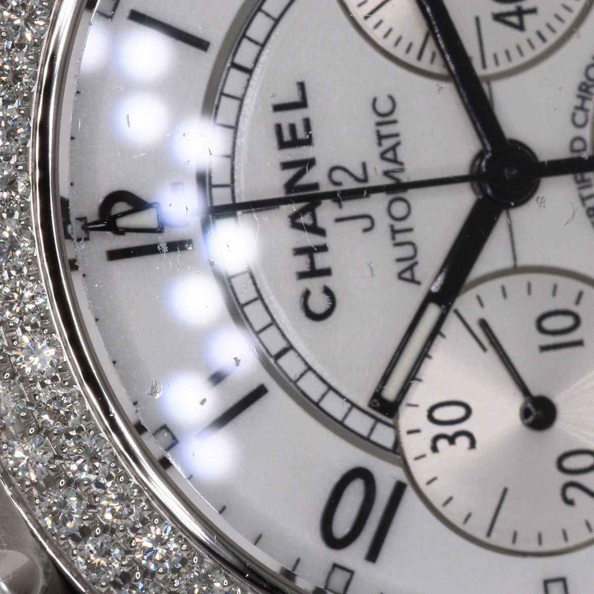 CHANEL J12 Chronograph with Diamond Bezel Watches H1707 Ceramic/CeramicxDiamond mens