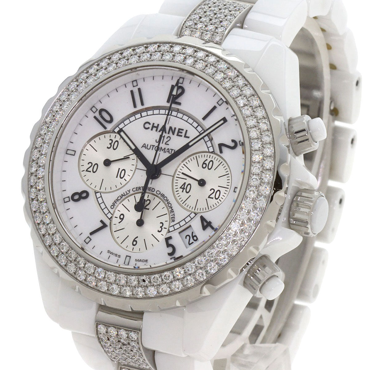 CHANEL J12 Chronograph with Diamond Bezel Watches H1707 Ceramic/CeramicxDiamond mens