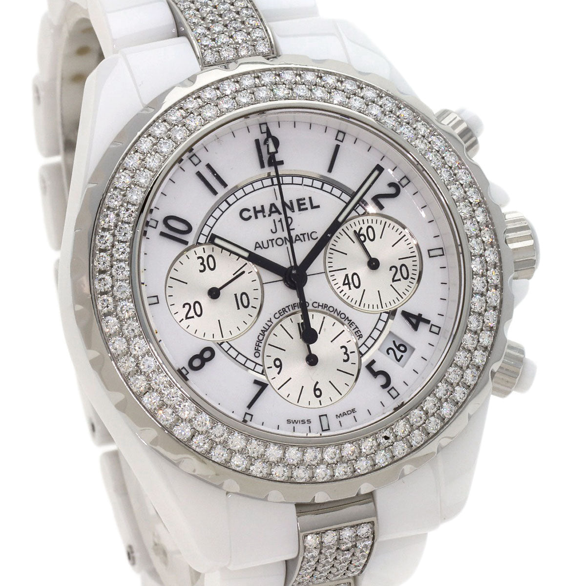CHANEL J12 Chronograph with Diamond Bezel Watches H1707 Ceramic/CeramicxDiamond mens