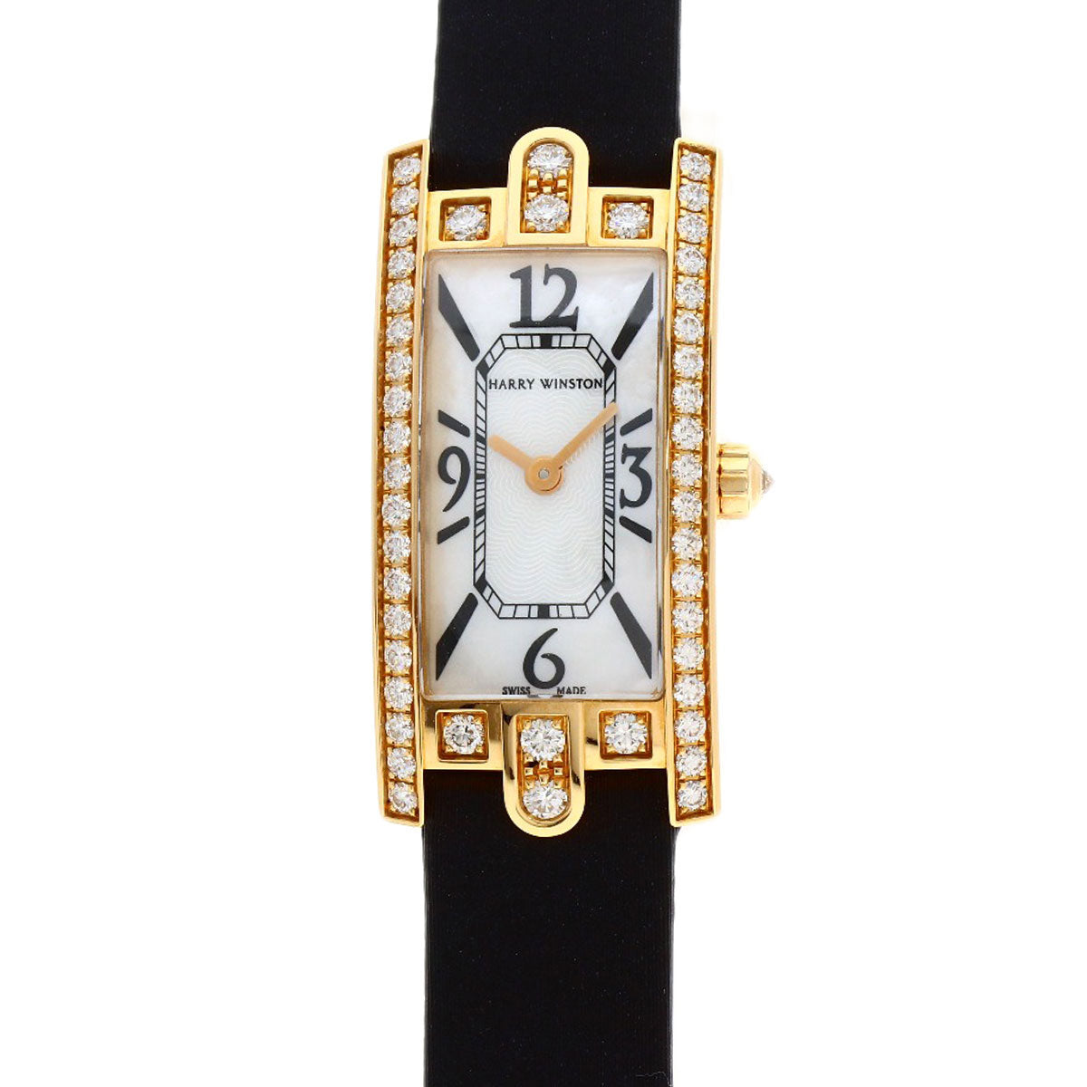HARRY WINSTON Avenue C Mini Diamond Bezel Watches AVCQHM16 K18 Pink Gold/Satin Ladies