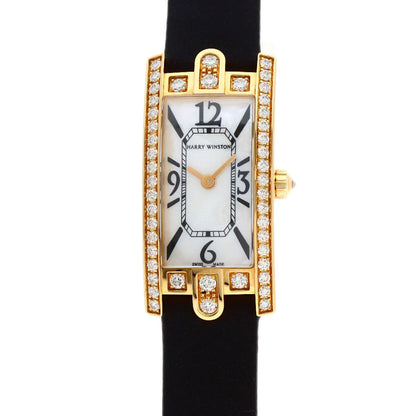 HARRY WINSTON Avenue C Mini Diamond Bezel Watches AVCQHM16 K18 Pink Gold/Satin Ladies