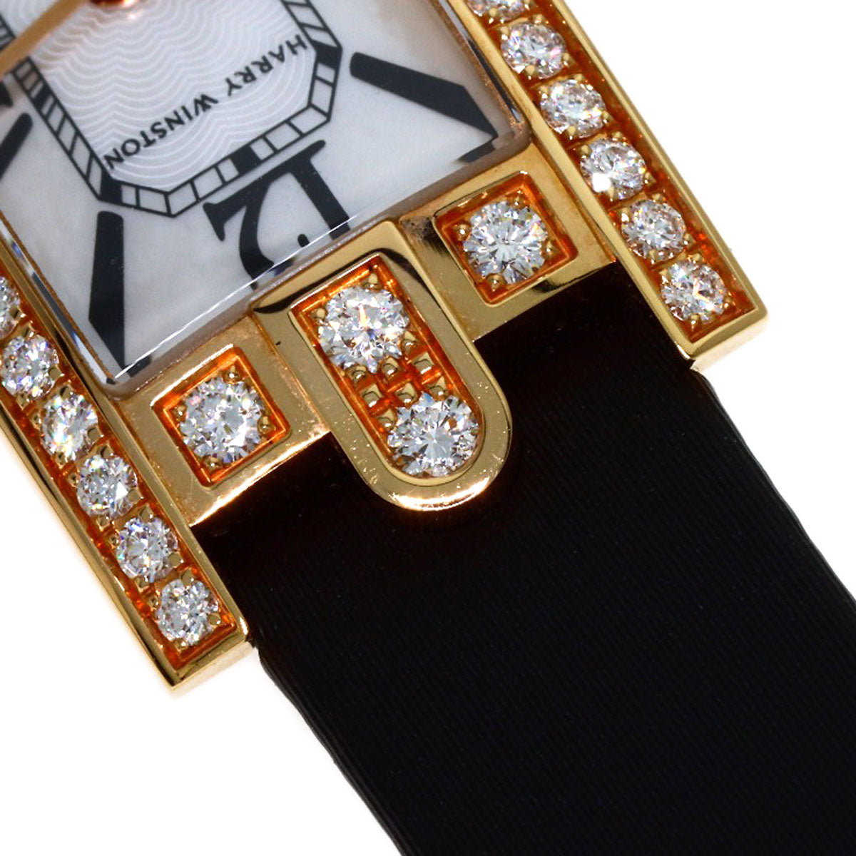 HARRY WINSTON Avenue C Mini Diamond Bezel Watches AVCQHM16 K18 Pink Gold/Satin Ladies