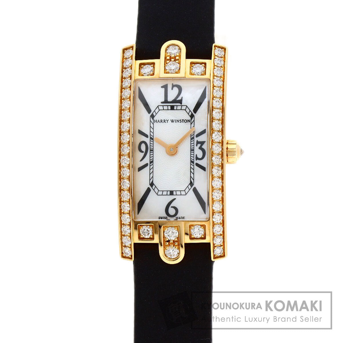HARRY WINSTON Avenue C Mini Diamond Bezel Watches AVCQHM16 K18 Pink Gold/Satin Ladies
