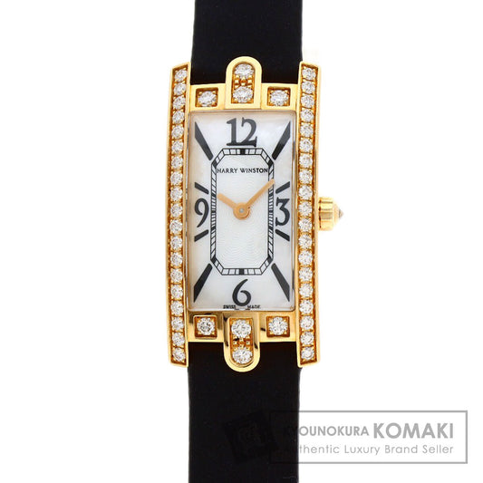 HARRY WINSTON Avenue C Mini Diamond Bezel Watches AVCQHM16 K18 Pink Gold/Satin Ladies