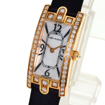 HARRY WINSTON Avenue C Mini Diamond Bezel Watches AVCQHM16 K18 Pink Gold/Satin Ladies