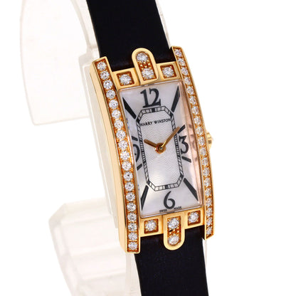 HARRY WINSTON Avenue C Mini Diamond Bezel Watches AVCQHM16 K18 Pink Gold/Satin Ladies