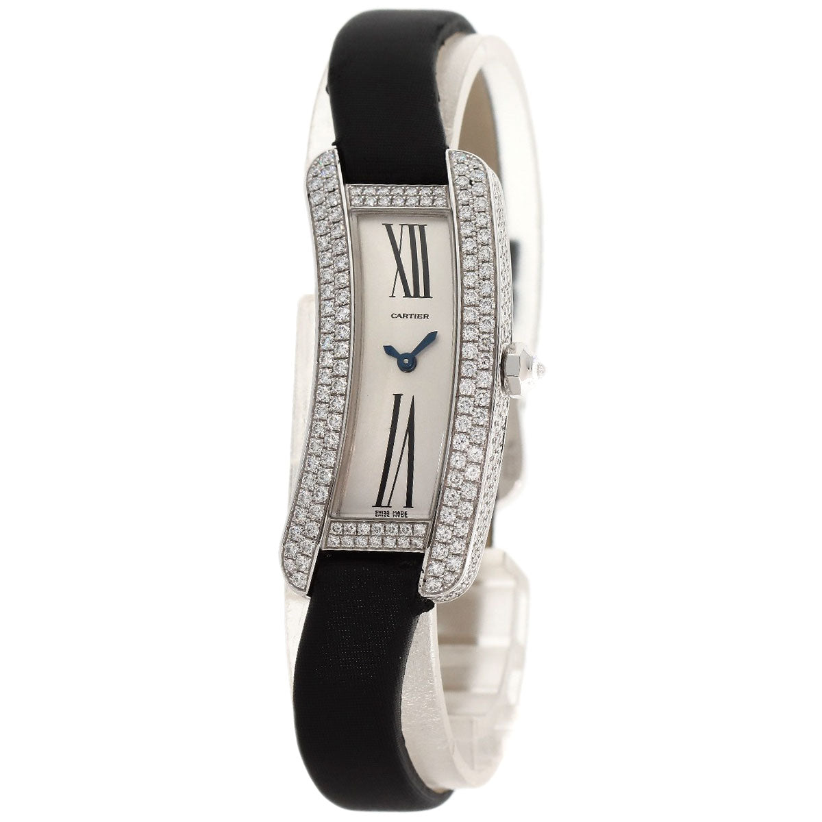 CARTIER Tank S Diamond Watches WJ300950 K18 White Gold/Leather x Satin Ladies
