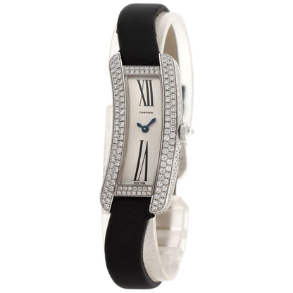 CARTIER Tank S Diamond Watches WJ300950 K18 White Gold/Leather x Satin Ladies