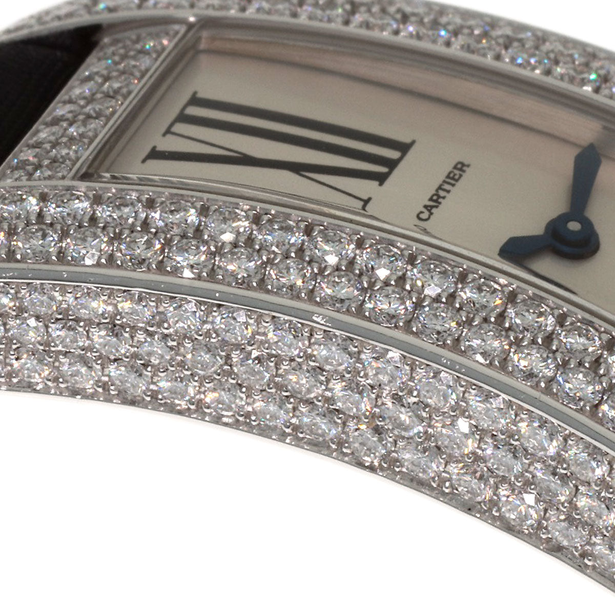 CARTIER Tank S Diamond Watches WJ300950 K18 White Gold/Leather x Satin Ladies