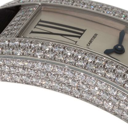 CARTIER Tank S Diamond Watches WJ300950 K18 White Gold/Leather x Satin Ladies