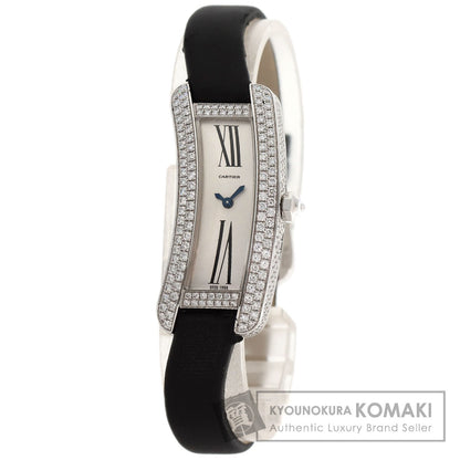 CARTIER Tank S Diamond Watches WJ300950 K18 White Gold/Leather x Satin Ladies