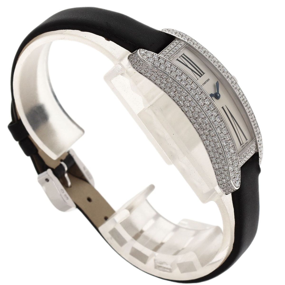 CARTIER Tank S Diamond Watches WJ300950 K18 White Gold/Leather x Satin Ladies