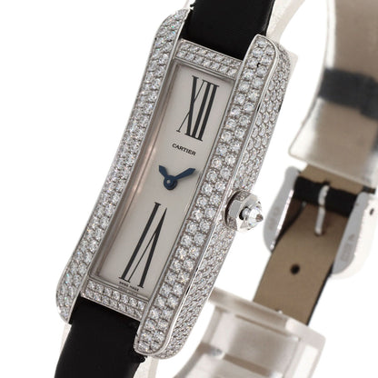 CARTIER Tank S Diamond Watches WJ300950 K18 White Gold/Leather x Satin Ladies