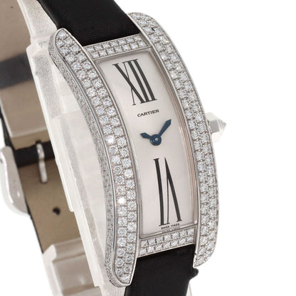 CARTIER Tank S Diamond Watches WJ300950 K18 White Gold/Leather x Satin Ladies
