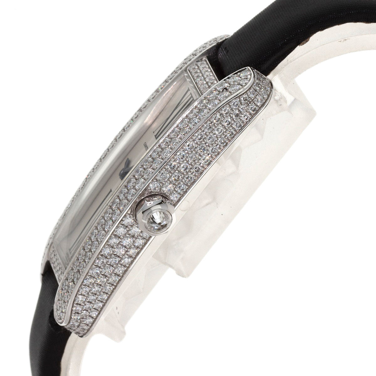 CARTIER Tank S Diamond Watches WJ300950 K18 White Gold/Leather x Satin Ladies