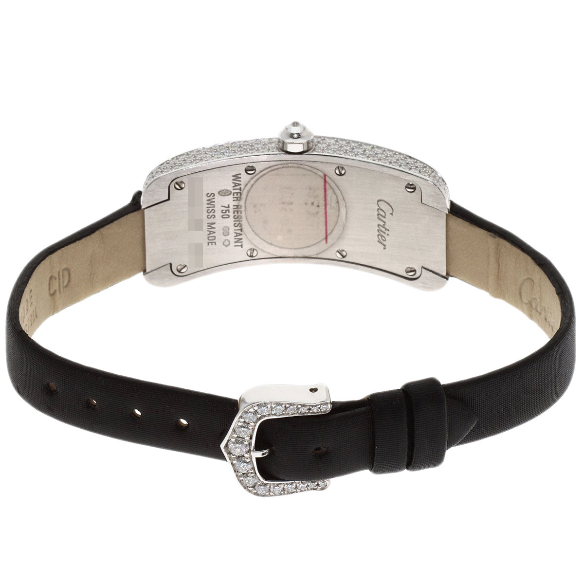 CARTIER Tank S Diamond Watches WJ300950 K18 White Gold/Leather x Satin Ladies