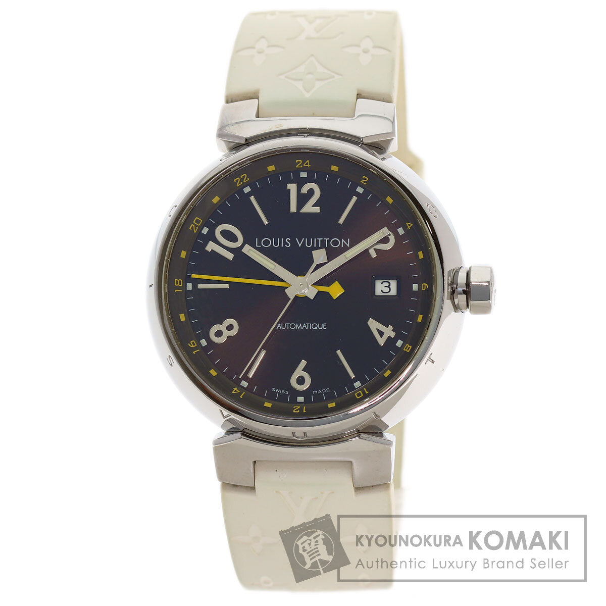 LOUIS VUITTON Tambour GMT Watches Q1131 Stainless Steel/Rubber mens