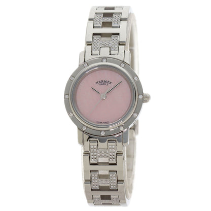 HERMES Clipper Nacre Belt Diamond Watches CL4.230 Stainless Steel/SSxDiamond Ladies