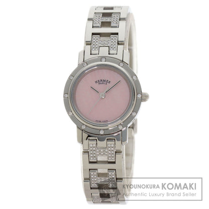 HERMES Clipper Nacre Belt Diamond Watches CL4.230 Stainless Steel/SSxDiamond Ladies