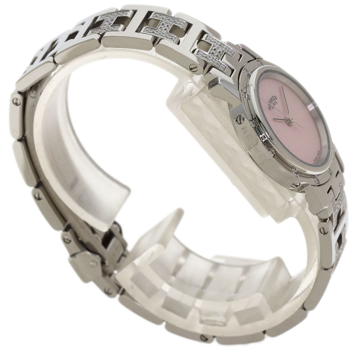 HERMES Clipper Nacre Belt Diamond Watches CL4.230 Stainless Steel/SSxDiamond Ladies