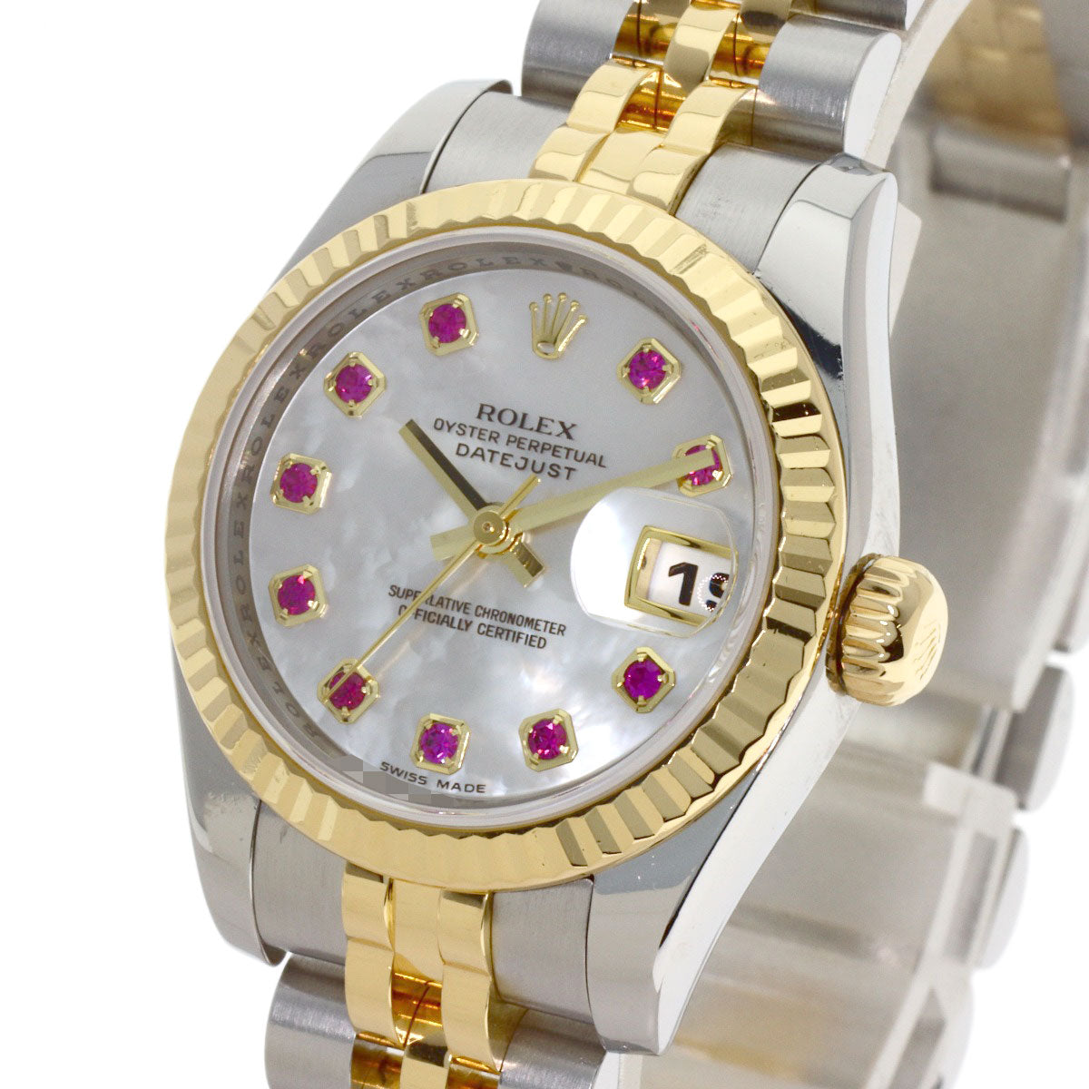 ROLEX Datejust 10P Ruby Watches 179173NGR Stainless Steel/SSxK18YG Ladies